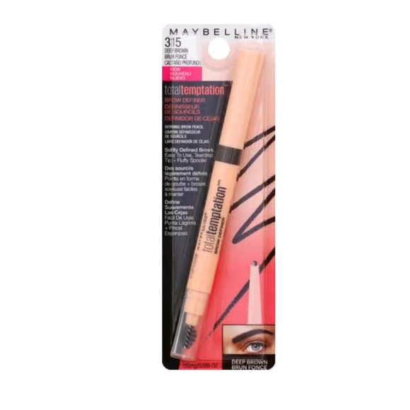 NIB Maybelline Total Temptation Eyebrow Definer Pencil, Deep Brown - Picture 1 of 4